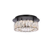 Elegant Lighting Monroe 12" Wide LED Semi-Flush Ceiling Fixture with Clear Crystal Accents Black