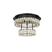 Elegant Lighting Monroe 18" Wide LED Semi-Flush Ceiling Fixture with Clear Royal Cut Crystals Black