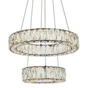 Elegant Lighting Monroe 2 Light 18" Wide LED Crystal Ring Chandelier with Clear Royal Cut Crystals Black