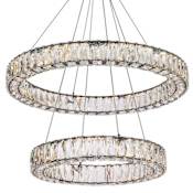 Elegant Lighting Monroe 28" Wide LED Crystal Ring Chandelier with Clear Crystal Accents Black