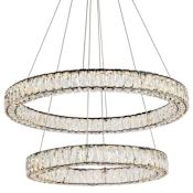 Elegant Lighting Monroe 2 Light 32" Wide LED Crystal Ring Chandelier with Clear Royal Cut Crystals Black