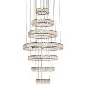 Elegant Lighting Monroe 7 Light 34" Wide LED Crystal Ring Chandelier with Clear Royal Cut Crystals Black