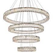 Elegant Lighting Monroe 4 Light 42" Wide LED Crystal Ring Chandelier with Clear Royal Cut Crystals Black