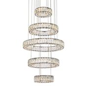 Elegant Lighting Monroe 5 Light 26" Wide LED Crystal Ring Chandelier with Clear Royal Cut Crystals Black
