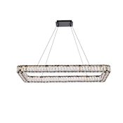 Elegant Lighting Monroe 42" Wide LED Crystal Linear Chandelier with Clear Crystal Accents Black