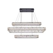 Elegant Lighting Monroe 50" Wide LED Crystal Linear Chandelier with Clear Crystal Accents Black