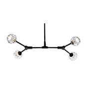 Elegant Lighting Zayne 4 Light 21" Wide Multi Light Pendant Black / Clear