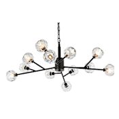 Elegant Lighting Graham 12 Light 35" Wide Multi Light Pendant Black / Clear