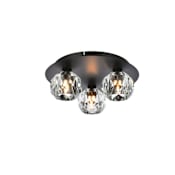 Elegant Lighting Graham 3 Light 12" Wide Flush Mount Ceiling Fixture Black / Clear