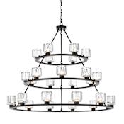 Elegant Lighting Cadence 27 Light 48" Wide Ring Chandelier Black