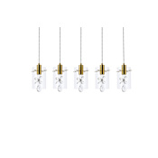 Elegant Lighting Hana 5 Light 36" Wide LED Crystal Linear Pendant Gold