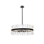 Elegant Lighting Serephina 16 Light 32" Wide Crystal Drum Chandelier with Clear Crystal Accents Black