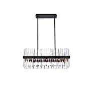 Elegant Lighting Serephina 16 Light 30" Wide Crystal Linear Chandelier with Clear Crystal Accents Black
