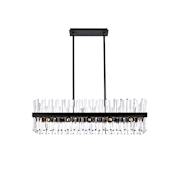 Elegant Lighting Serephina 24 Light 42" Wide Crystal Linear Chandelier with Clear Crystal Accents Black