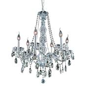 Elegant Lighting Verona 6 Light 24" Wide Crystal Chandelier with Golden Teak Royal Cut Crystals Chrome