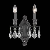 Elegant Lighting Rosalia 2 Light 11" Tall Wall Sconce with Clear Royal Cut Crystals Dark Bronze