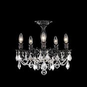 Elegant Lighting Rosalia 5 Light 18" Wide Semi-Flush Ceiling Fixture with Clear Royal Cut Crystals Dark Bronze