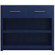 Elegant Lighting Osman 42" Wide Marble Top Wood Kitchen Island Blue