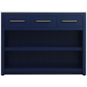 Elegant Lighting Porter 48" Wide Marble Top Wood Kitchen Island Blue