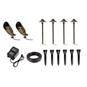 Elegant Lighting Landscape Lighting Set with 2 Accent Lights and 4 Path Lights - Transformer Included Antique Brass