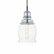 Elegant Lighting Kenna Single Light 6" Wide Mini Pendant with Clear Glass Chrome / Clear