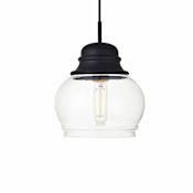 Elegant Lighting Kenna 8" Wide Mini Pendant Black / Clear