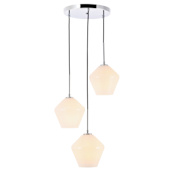 Elegant Lighting Gene 3 Light 18" Wide Multi Light Pendant with Frosted Glass Chrome