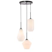 Elegant Lighting Gene 3 Light 17" Wide Multi Light Pendant Black