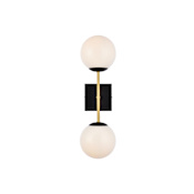 Elegant Lighting Neri 2 Light 6" Wide Vanity Light Black / Brass / White