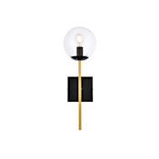 Elegant Lighting Neri 18" Tall Bathroom Sconce Black / Brass / Clear