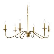 Elegant Lighting Rohan 6 Light 36" Wide Taper Candle Style Chandelier Brass