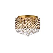Elegant Lighting Tully 4 Light 14" Wide Flush Mount Drum Ceiling Fixture Brass / Clear