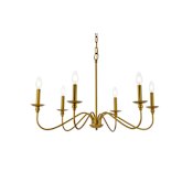 Elegant Lighting Rohan 6 Light 30" Wide Taper Candle Style Chandelier Brass
