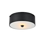 Elegant Lighting Hazen 2 Light 12" Wide Flush Mount Drum Ceiling Fixture with Frosted Glass Shade - Flat Black Flat Black