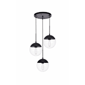 Elegant Lighting Eclipse 3 Light 18" Wide Multi Light Pendant Black