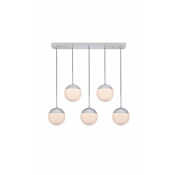Elegant Lighting Eclipse 5 Light 42" Wide Linear Pendant with Frosted Glass Chrome