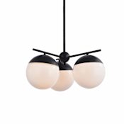 Elegant Lighting Eclipse 3 Light 21" Wide Chandelier with Frosted Glass Black / Frosted White