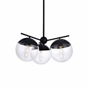 Elegant Lighting Eclipse 3 Light 21" Wide Chandelier with Clear Glass Black / Clear
