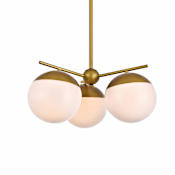 Elegant Lighting Eclipse 3 Light 21" Wide Chandelier with Frosted Glass Brass / Frosted White