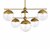 Elegant Lighting Eclipse 6 Light 36" Wide Chandelier with Clear Glass Brass / Clear