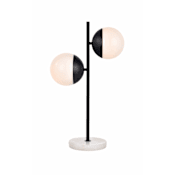 Elegant Lighting Eclipse 2 Light 23" Tall Table Lamp with Frosted Glass Globes Black