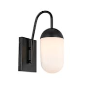 Elegant Lighting Kace Single Light 14" Tall Wall Sconce with Frosted Glass Black