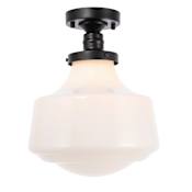 Elegant Lighting Lyle Single Light 11" Wide Semi-Flush Ceiling Fixture with Frosted Glass Black
