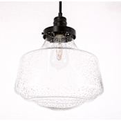 Elegant Lighting Lyle Single Light 11" Wide Pendant with Seedy Glass Black