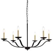 Elegant Lighting Trey 6 Light 36" Wide Taper Candle Style Chandelier Black