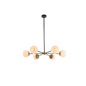 Elegant Lighting Briggs 6 Light 36" Wide Chandelier with Frosted Glass Shades Black / Brass
