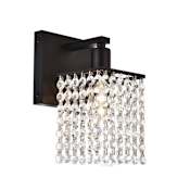 Elegant Lighting Phineas 8" Tall Bathroom Sconce with Clear Royal Cut Crystals Black