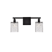 Elegant Lighting Phineas 2 Light 18" Wide Bathroom Vanity Light with Clear Royal Cut Crystals Black