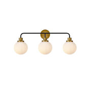 Elegant Lighting Hanson 3 Light 28" Wide Vanity Light Black / Brass / Frosted