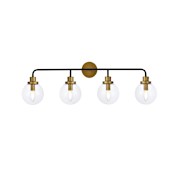 Elegant Lighting Hanson 4 Light 37" Wide Vanity Light Black / Brass / Clear